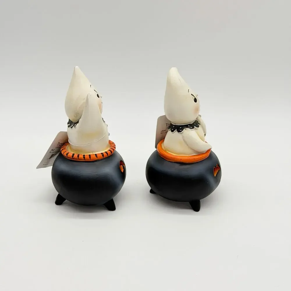 Set of 2 Johanna Parker Transpac Mini Ghost In Cauldron LED Halloween Decor FLAW - Picture 4 of 7